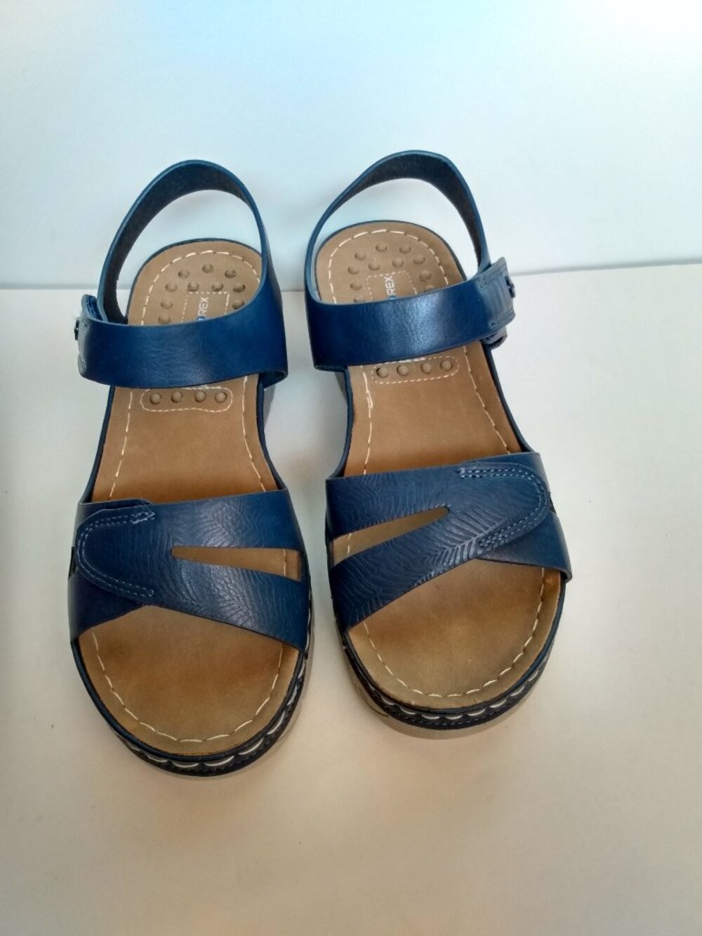 Ortorex Orthopedic Women's Blue Faux Leather Sandals Sz 8 Strappy Slingback EUC